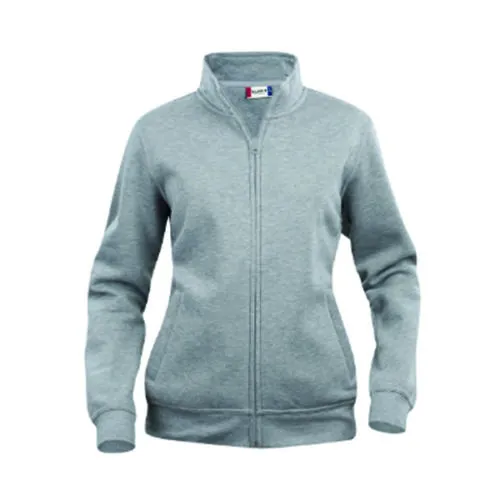 Giacca sportiva grigia unisex con zip, maniche lunghe e colletto alto, adatta per clima fresco.