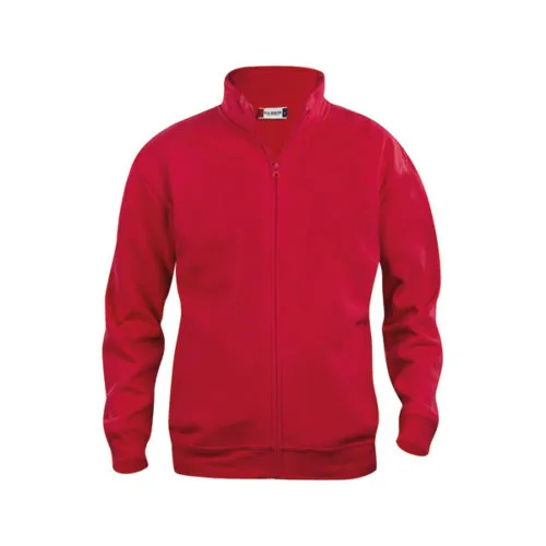 Giacca sportiva rossa con zip, senza marchi visibili, su sfondo bianco.