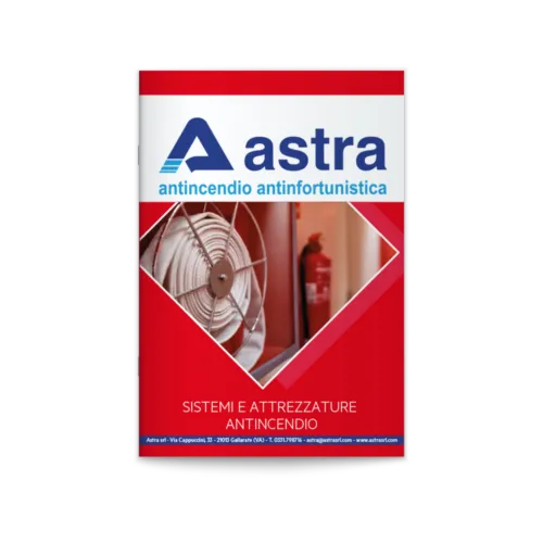 Astra antincendio: sistemi e attrezzature di sicurezza con estintore e ventola di emergenza.